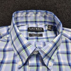Lauren Ralph Lauren Blue Green Plaid Regular Fit Button Down Men's 15 32/33